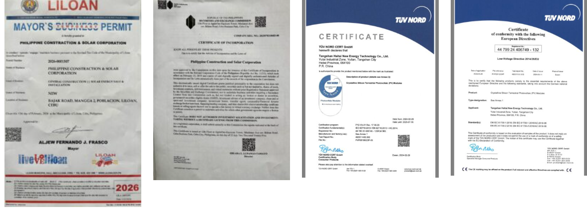 PCSC regulatory permits and certification documents
